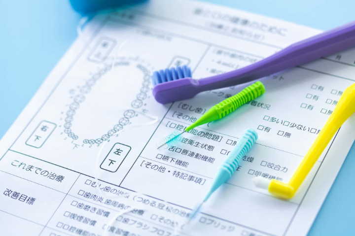 歯周病を予防するために歯みがきと歯科検診を受けるイメージ