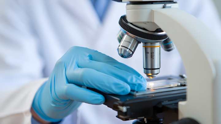 顕微鏡検査の様子