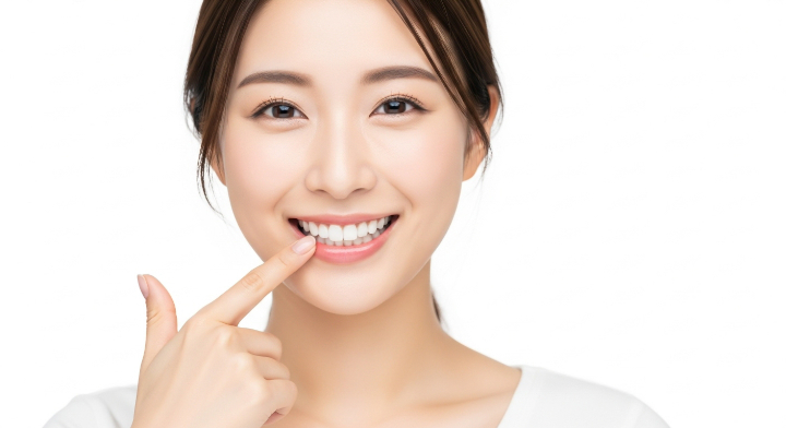 歯周病ケアをして健康な歯を保つ笑顔の女性