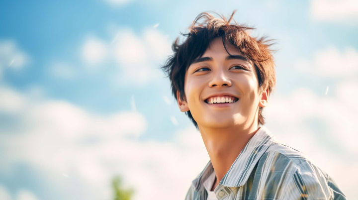 セラミック治療で美しい歯になった笑顔の男性