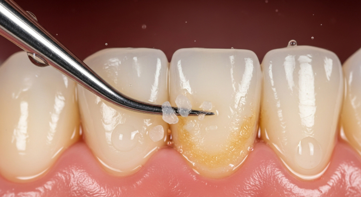 歯石を取る様子