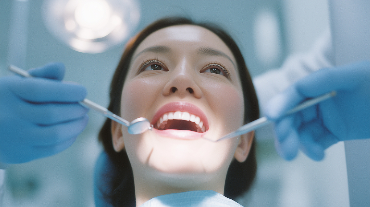 根管治療を受ける女性